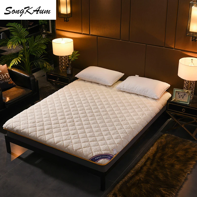 Высококачественный матрас SongKAum из овечьей шерсти однотонный утолщенный теплый