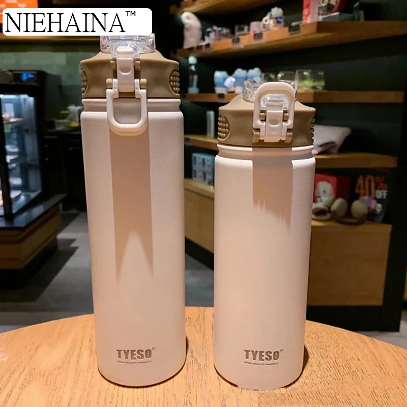 530/750Ml термос кружка с трубочкой Нержавеющая сталь крышкой Термальность изоляции