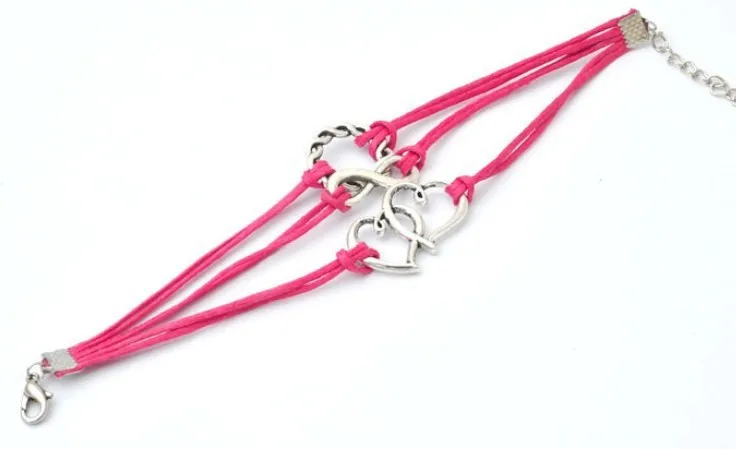 Модный Браслет манжета из искусственной кожи Бесконечность Любовь Сердце мечта браслет ручной работы