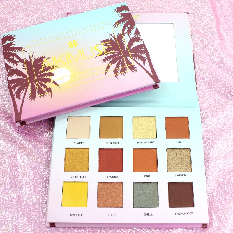 

12 Colors Sunset Eyeshadow Palette High Pigment Shimmer Glitter Eyeshadow Makeup Waterproof Long Lasting Natural Cosmetic