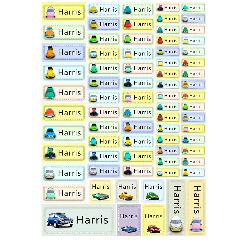 Cars Настраиваемая наклейка, персонализированная наклейка с именем мальчика, водостойкие бирки, этикетки для детей, скрапбук, школьные канцелярские наклейки - Цвет: Cars
