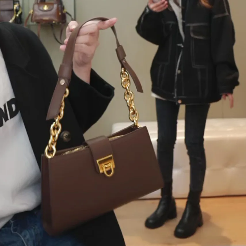 

Hobos Shoulder Bag Small Crossbody Bags for Women 2020 Luxury Fashion High Quality PU Leather Chain Bag Designer New Brown