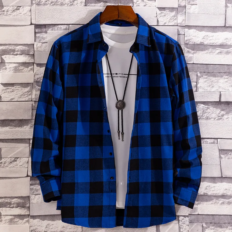 

Fashion Spring Autumn Plaid Casual Flannel Shirts Man Long Sleeve Soft Comfort Slim Fit Styles Men's Jacket Fashion Shirt