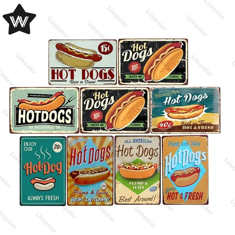 Металлический фотопостер &quotхот-дог&quot для фаст-фуда металлические наклейки