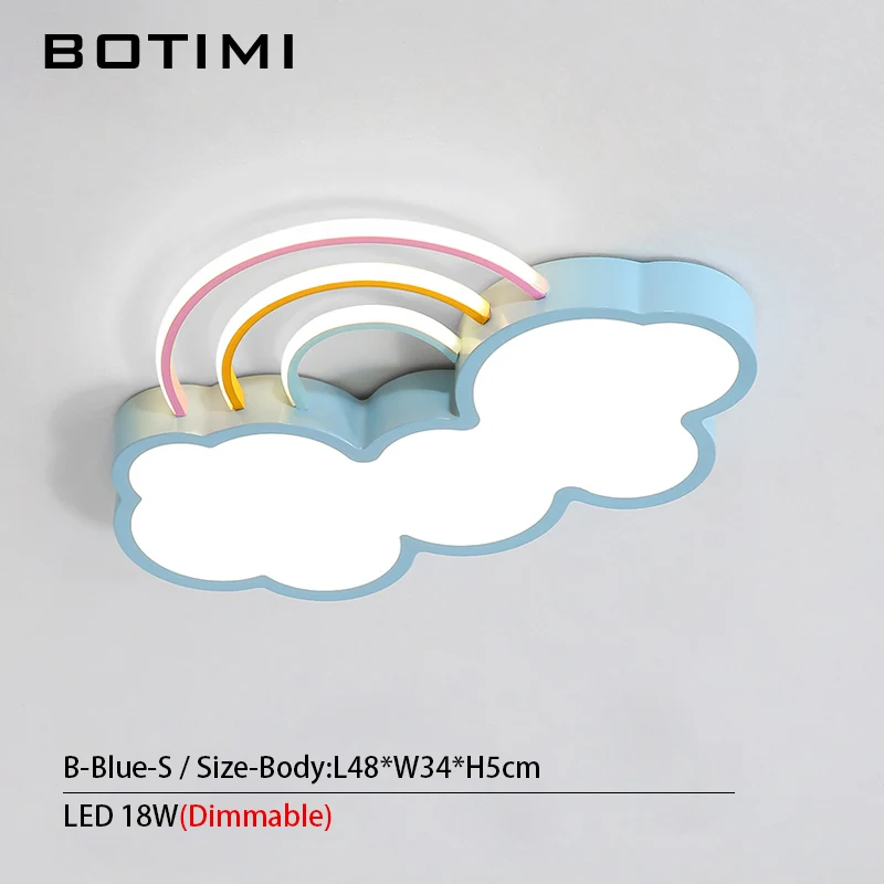 B-Blue-S Dimmable BOTIMI детский потолочный светильник в форме звезд для спальни, мультяшный облачный светильник для мальчиков, милый розовый потолочный светильник для девочек - Цвет корпуса: B-Blue-S Dimmable
