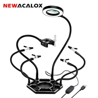 newacalox soldering helping hands 3x led illuminated magnifier third pana hand soldering station vise welding repair tool