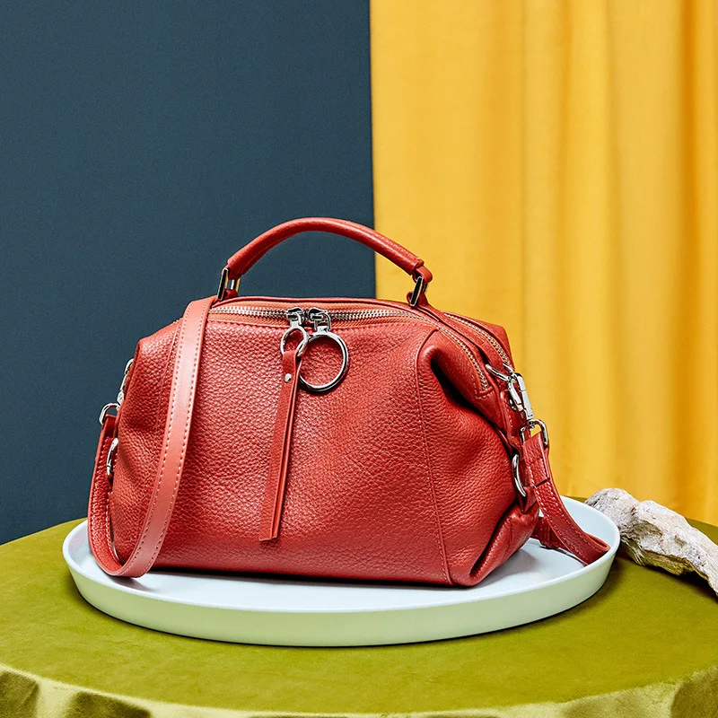 

100% Genuine Leather Women Handbag Elegant Fashion Tassel Female Shoulder Bag Brand Designer Natural Skin Crossbody Bags