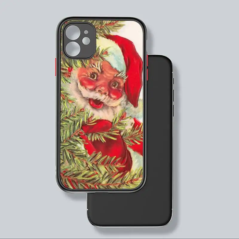 

Merry Christmas Vintage art santa claus Phone Case For iphone 12 11 8 7 plus mini x xs xr pro max matte transparent cover