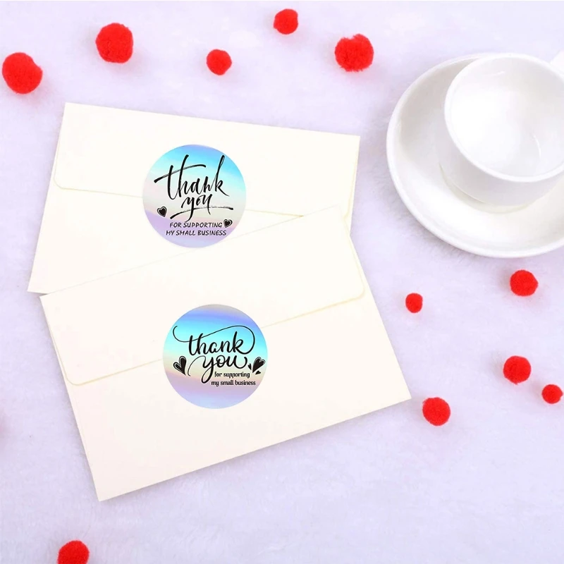 

2021 New 500pcs Thank You for supporting My Small Business Stickers Round Seal Labels