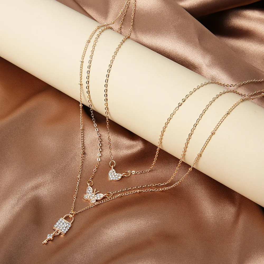 Многослойное ожерелье в богемном стиле с подвеской виде бабочки для женщин и