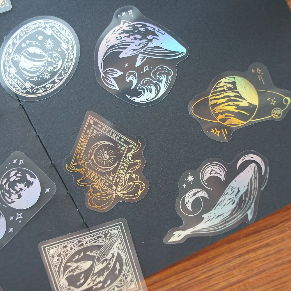 Стильная ПВХ лазерная наклейка Кит на Луне 28 шт. скрапбукинг сделай сам