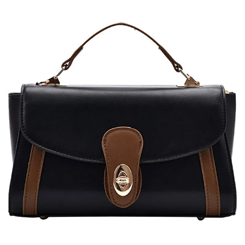 

Square Contrast color Tote Bag 2021 New High quality PU Leather Women's Designer Handbag High capacity Shoulder Messenger Bag