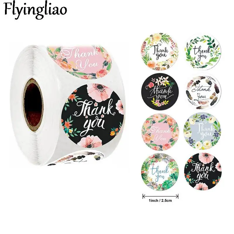 

100-500pcs thank you 1 inch Stickers decal scrapbookings diy pasters home decoration phone laptop waterproof cartoon accessories