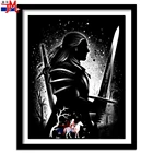 Алмазная живопись с изображением белого и черного воина, квадратная, круглая Алмазная вышивка, портрет, мозаичная фантазия, мультяшная картина ручной работы