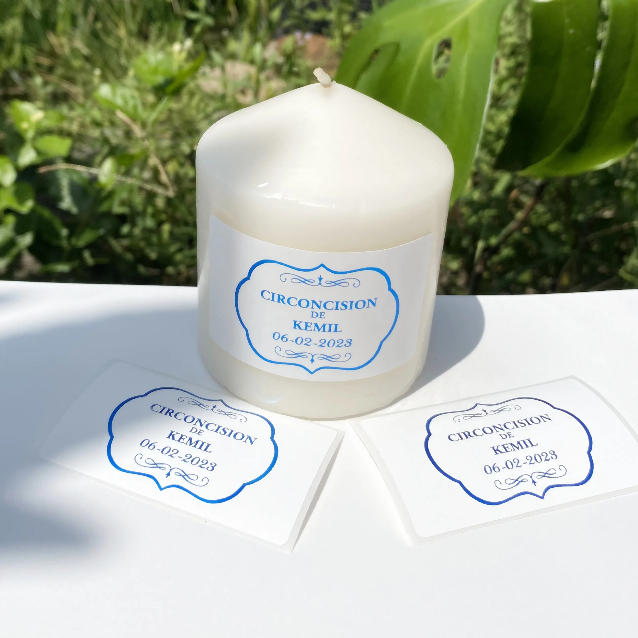 60 персонализированных наклеек для украшения вечеринки мальчика синий текст