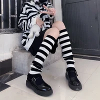 goth lolita striped knitted leg warmers girls over the knee stripe color matching pile socks latin ballet dance leg protector