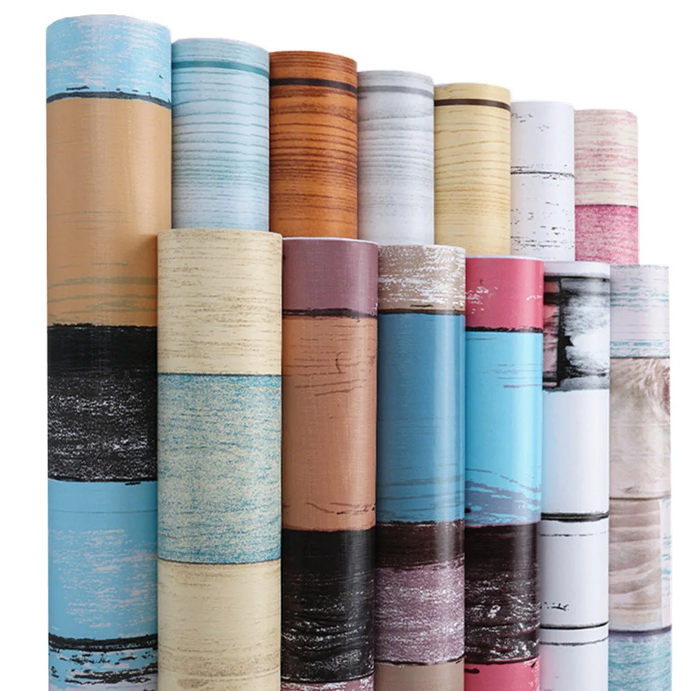 

Wallpaper Waterproof PVC Vinyl Wood Grain Self Adhesive Wall Stickers Furniture Renovation Decals For Kitchen Wardrobe Cabinet