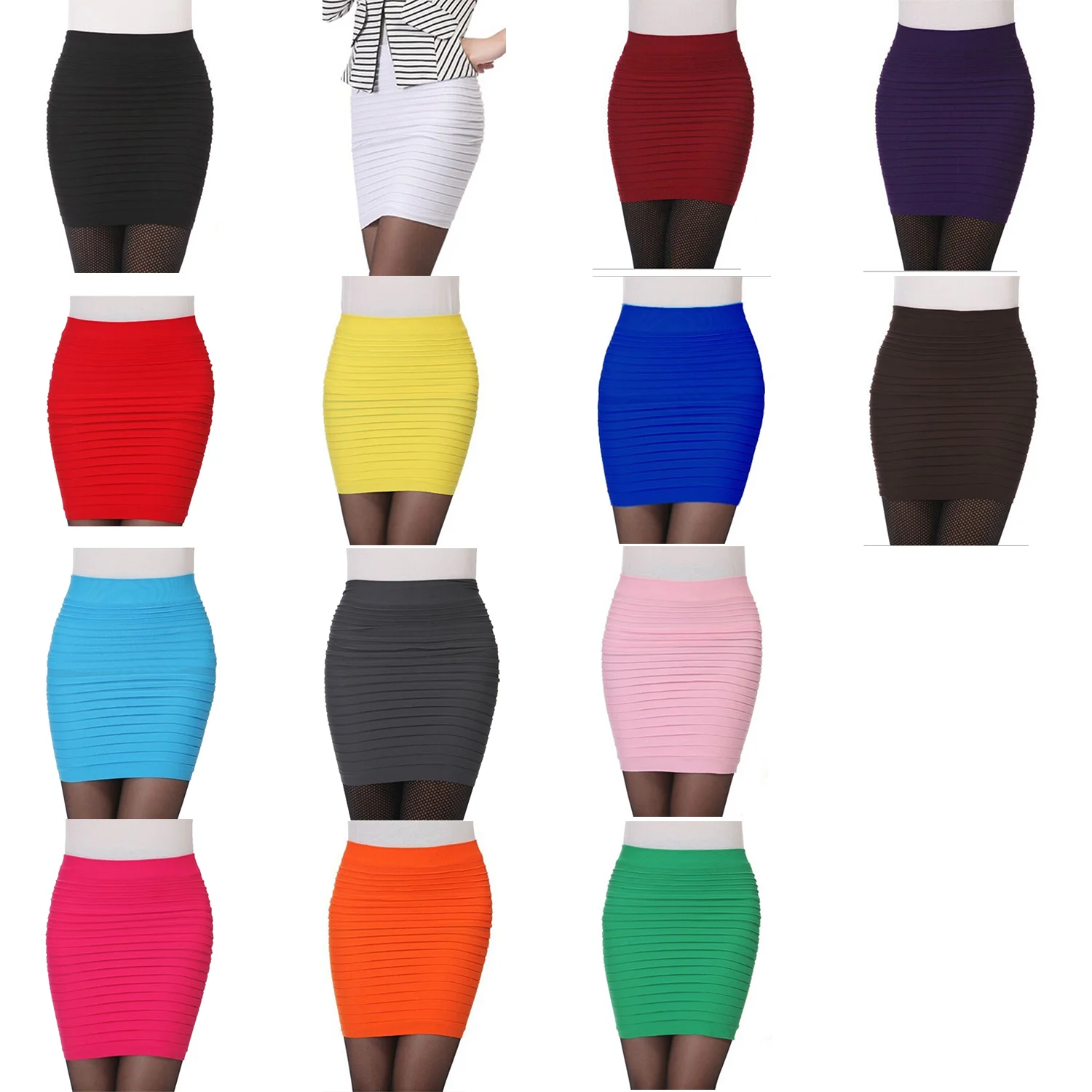 

Hot kf-Women Elastic High Waist Stretchy Slim Seamless Skirt Female skirts