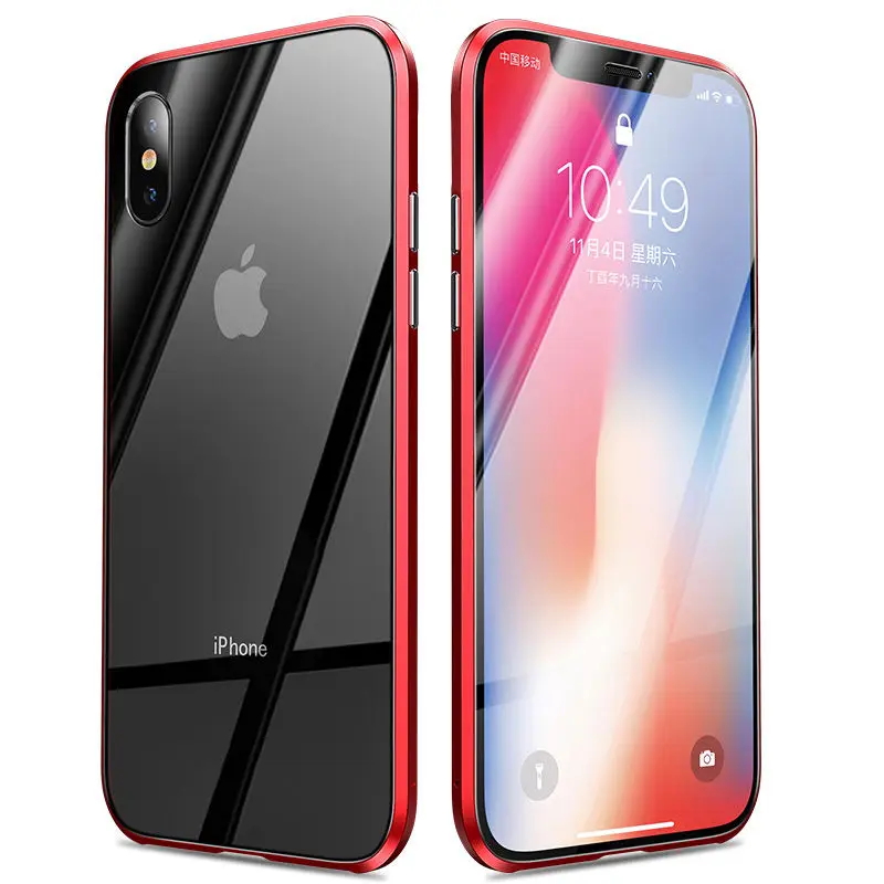Адсорбция Магнитный металлический чехол для iPhone XR XS X XS Max 6 6s 7 8 Plus двустороннее стекло закаленное Полное защитное заднее покрытие