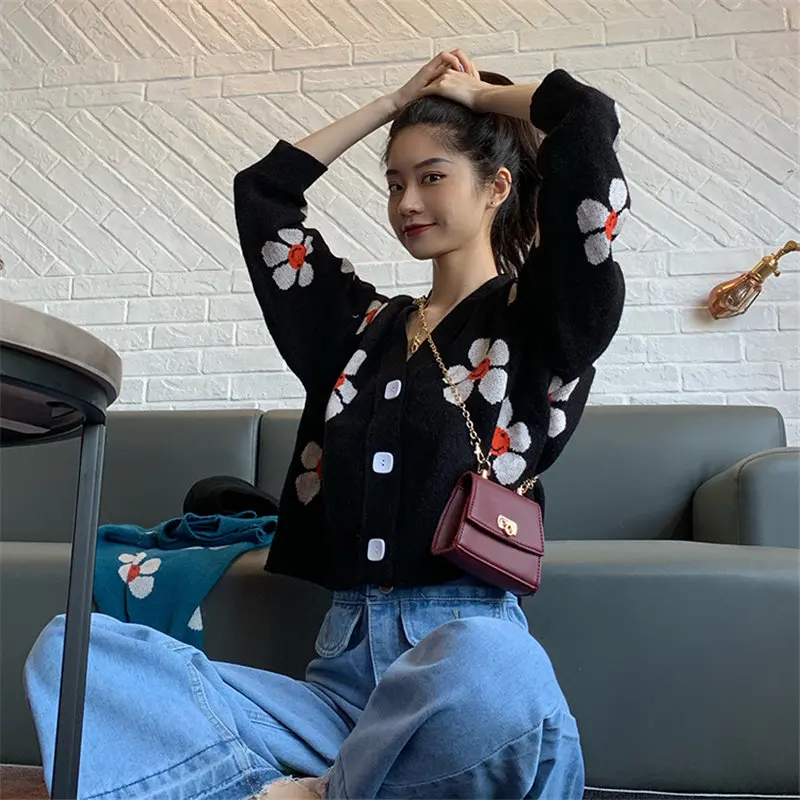 Осенний Повседневный женский свитер Hzirip в стиле пэчворк с цветами универсальный