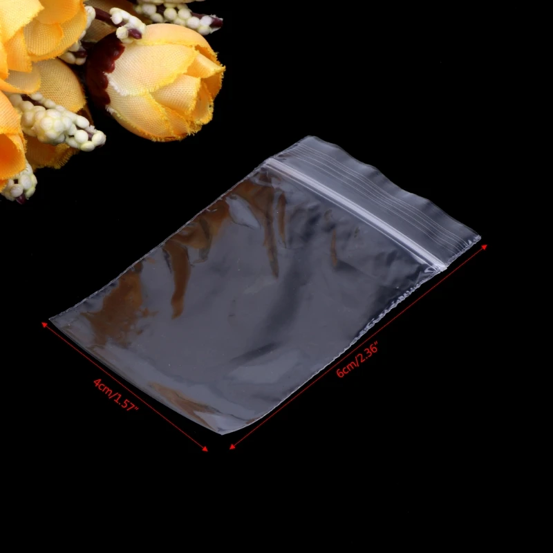 

100pcs Resealable Plastic Seal Zip Lock Bags Transparent Clear Poly Bag 4cmx6cm