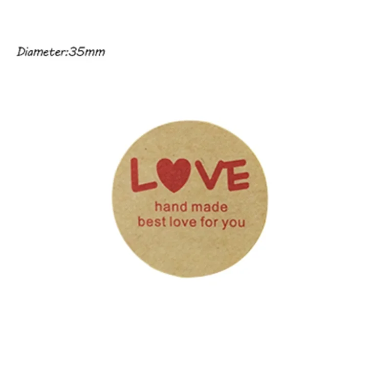 

120PCS/lot Vintage Romatic Love Heart series Round Kraft paper Sticker for Handmade Products Gift sealing packaging label