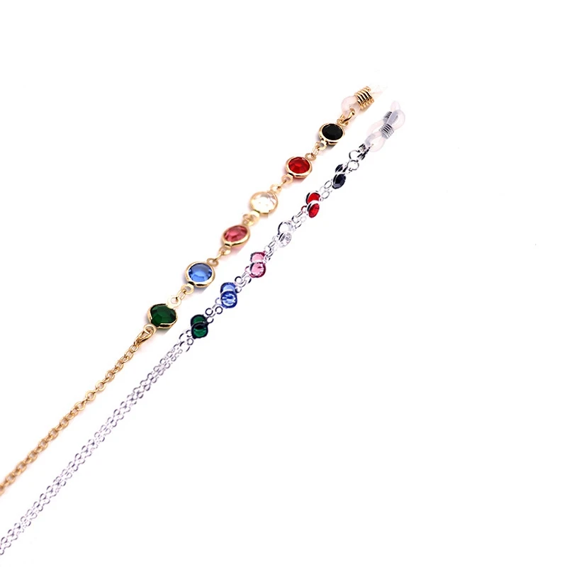 

Vintage Bohemia Style Luxury Charm Lady Antiskid Mask Glasses Chain Gem Pendant Necklace Lanyard Fashion Jewelry for Women Gift