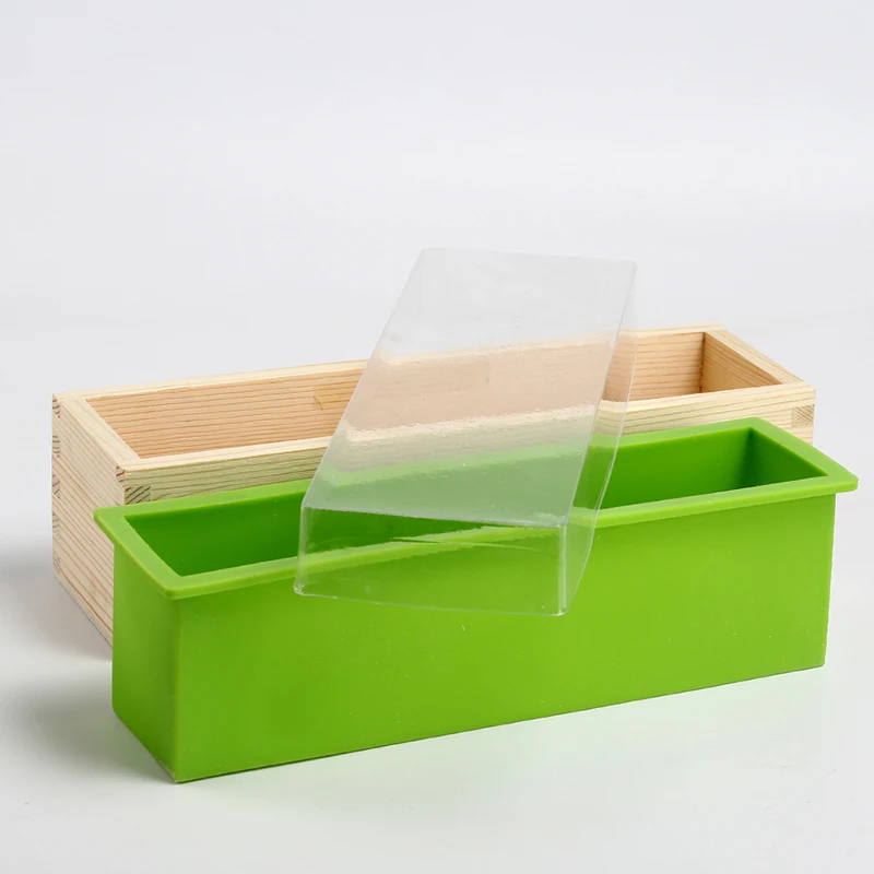 

Silicone Soap Mold Rectangular Flexible Mould with Wooden Box for DIY Handmade Tool