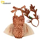 Комбинезон Ma  Baby, для девочек 3-24 месяцев, с мультяшным оленем, из тюля с блестками, рождественские праздничные костюмы, одежда для маленьких девочек