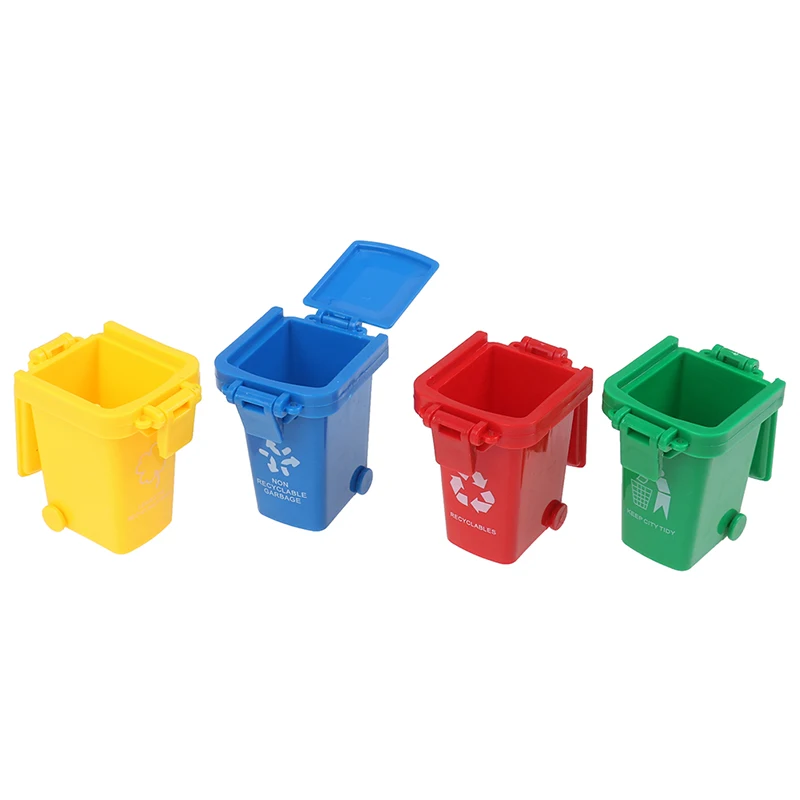 New 4pcs/set Mini Trash Can Toy Garbage Truck Cans Curbside Vehicle Bin Toys Kid Simulation Furniture Gift | Игрушки и хобби