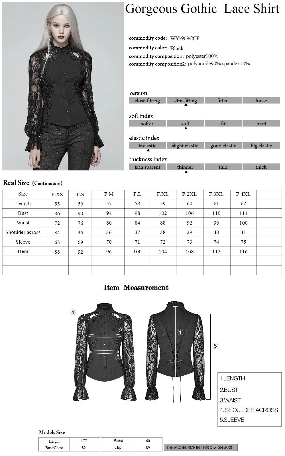 

Punk Rave Women Shirts Gorgeous Gothic Retro Lace Long Sleeve Victorian Fashion Casual Tops for Women