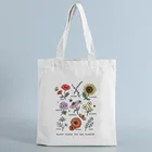Женская Холщовая Сумка для покупок с цветочным принтом, многоразовая сумочка-тоут для студентов и учебников, Экологически чистая тканевая сумка на плечо