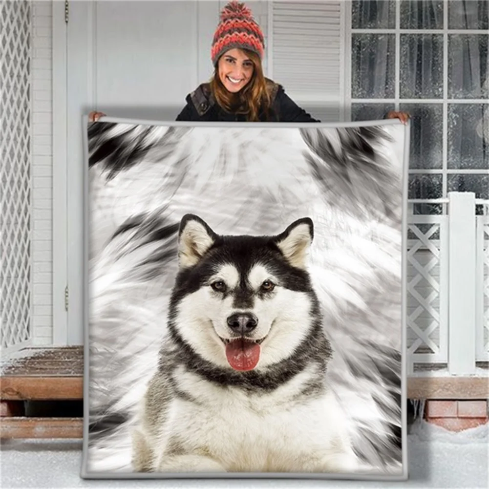 Хаски животного с милой собачкой 3D изготовленный на заказ из ткани шерпа