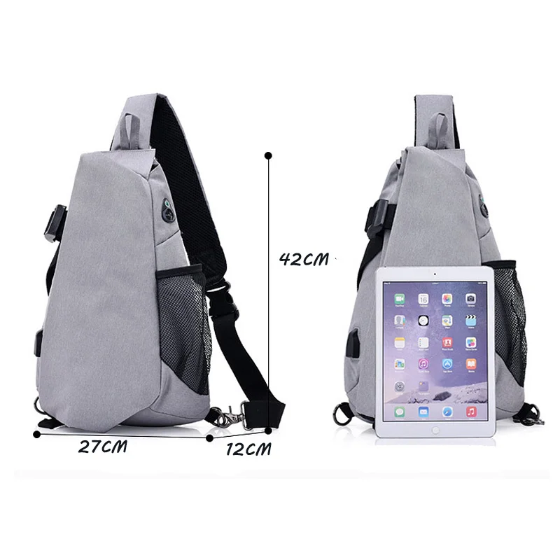 Мужская мода Skew сумка тренд Оксфорд сумка на одно плечо сумка может подключить usb зарядный порт Досуг Грудь Сумки