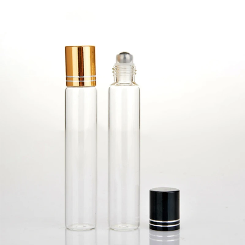 

ZEJIA 15Ml Thin Glass Essential Oil Bottles Stainless Stell Ball Clear Bottle With Lid