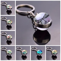 dragonfly charms cute keychain glass ball keyring butterfly resin pendant key chain for women animal jewlery