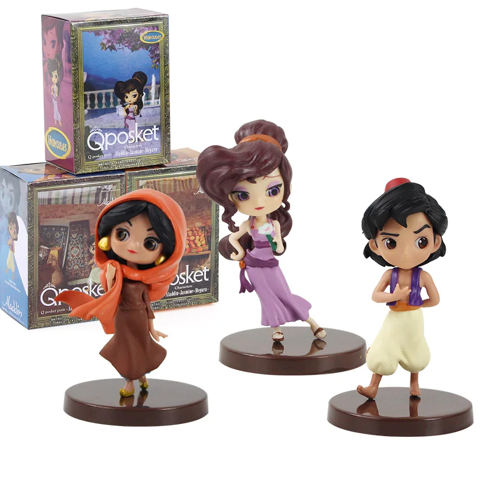 

3pcs/set Q Posket Characters Petit Aladdin Megara PVC Figures Toys Qposket Dolls