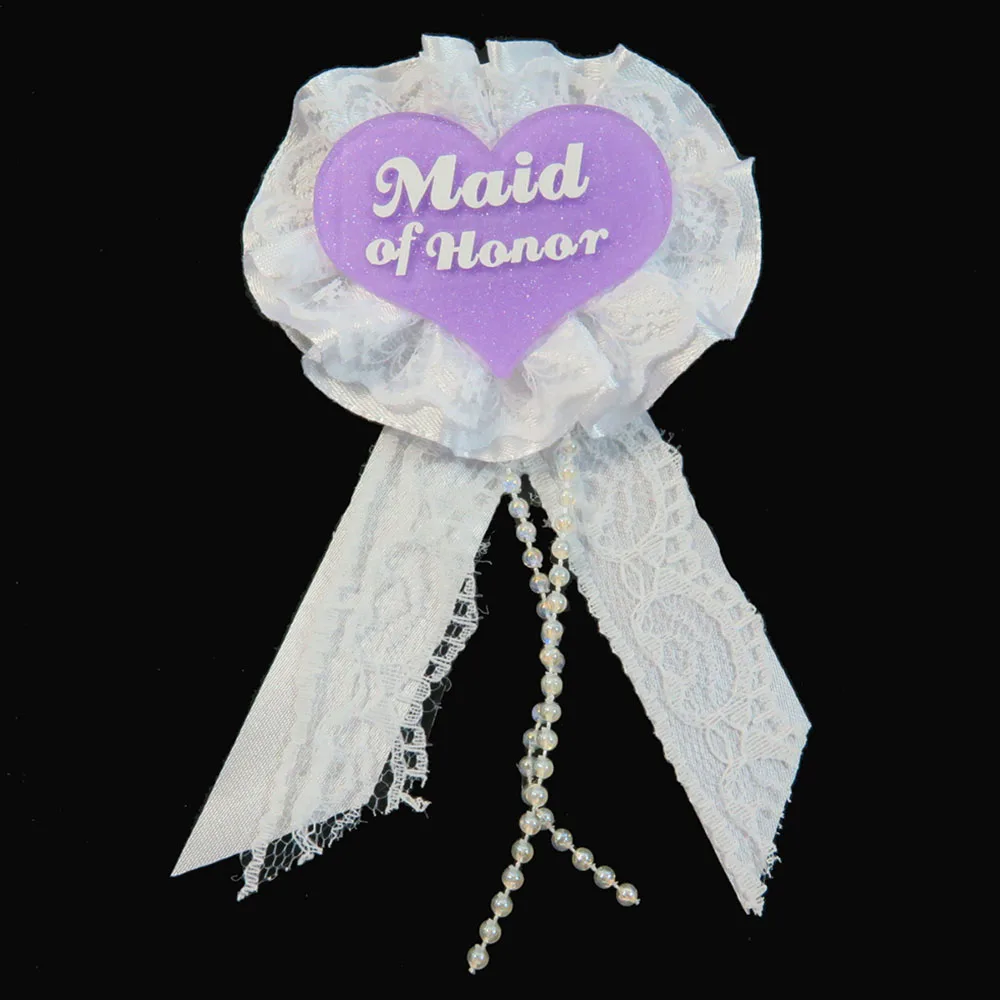 6 шт. фиолетовые блестящие значки белая кружевная лента брошь Подружка невесты