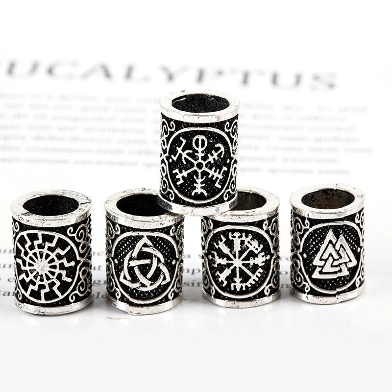 

Vintage Hair Beard Bead Viking Rune Charm Pendant DIY Necklace Jewelry Making