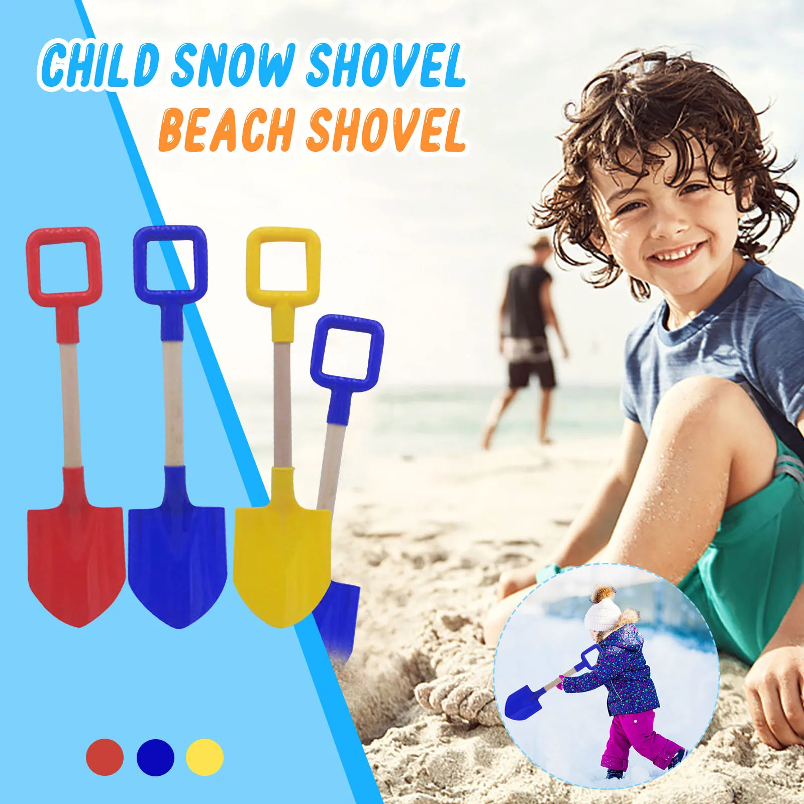 

3pcs Children's Snow Shovel Children's Beach Shovel With Wooden Handle Toys Juguetes Playa Jouet Plage Пляжные Игрушки Для Пляжа