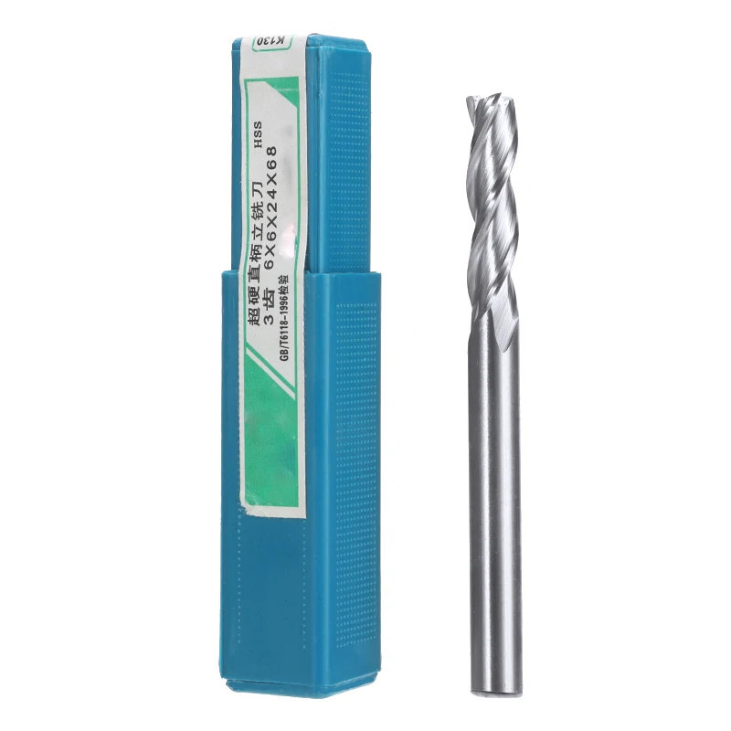 

1pc 3 Flutes HSS End Mill 6mm Lengthen Shank Milling Cutter CNC Drill Bit for Woodworking Engraving