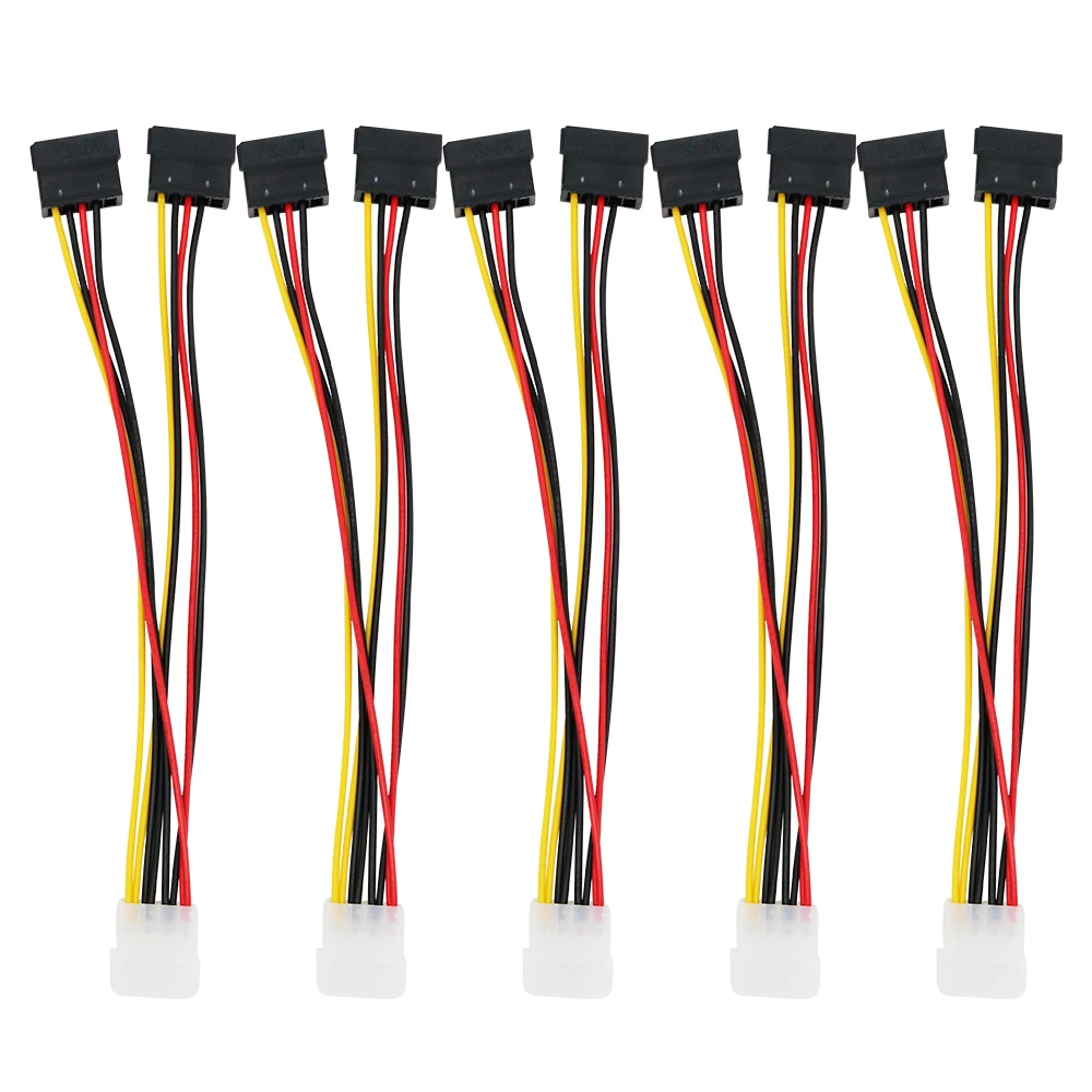 5pcs 4 Pin Molex To 2×15 SATA Power Y-Cable Adapter For IDE 8 Inches | Компьютеры и офис