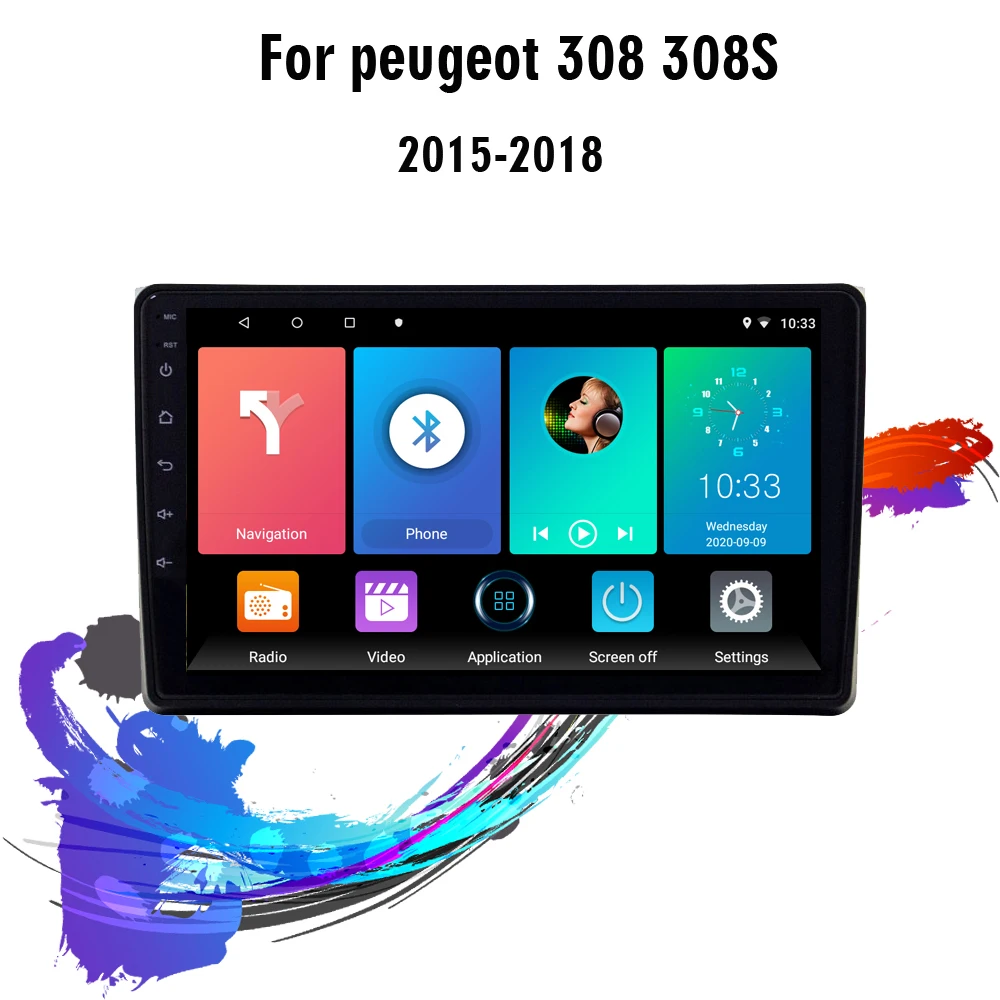 

Eastereggs 9" 2 Din Android Car Radio For Peugeot 308 308S 2015-2018 WIFI GPS Navigation FM BT Head Unit Car Stereo with Frame