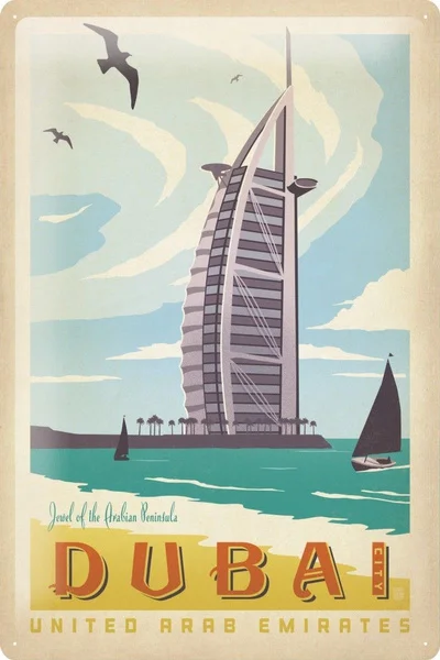 

Tin Sign World Tour Dubai United Arab Emirates Hotel Al Arab Metal Plate