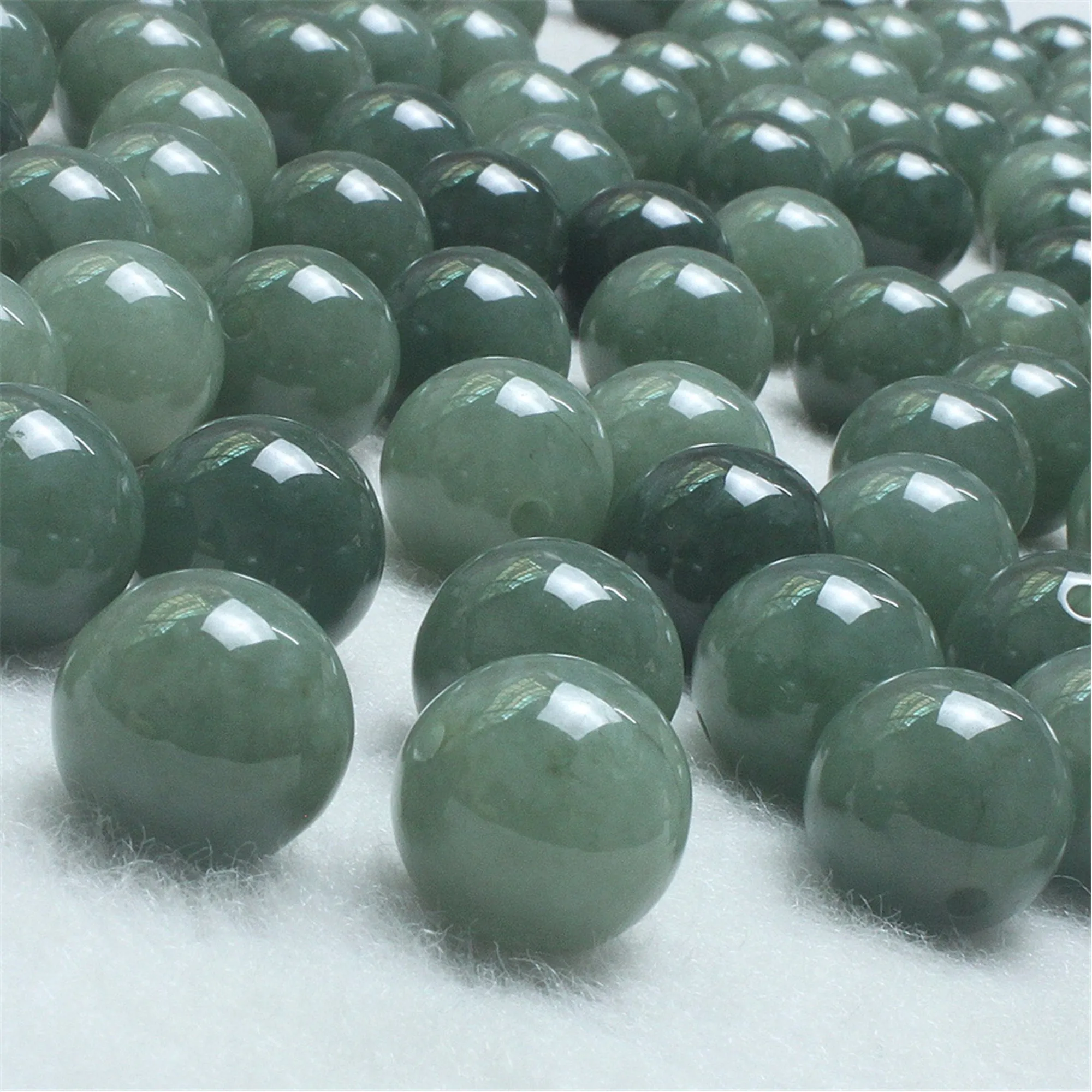 10 шт. лот 10мм ограненный камень из жадеита Бурмы ICY серо-бело-зеленого цвета круглой формы, ручная работа, ювелирное изделие из мьянмарского жадеита в подарок.