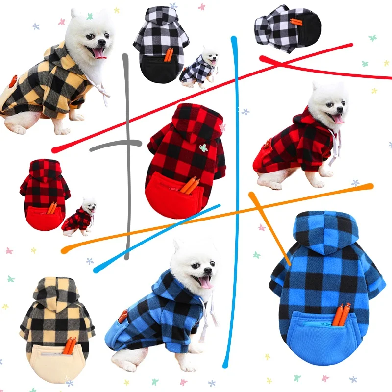 

Plaid Dog Hoodies Pet Clothes for Small Medium Large Dogs Coat Jackets Sweatshirt for Dog Cat Costume XS-5XL