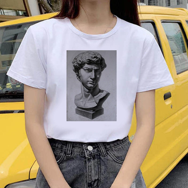 

Fashion Sculptural Arts Print Casual Harajuku Women T-Shirt Summer Short sleeve O-neck Cheap Tee Casual Clothes Top T shirt