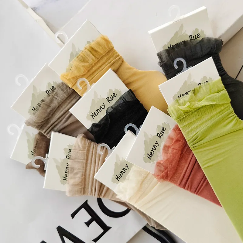 Женские сетчатые носки простого дизайна однотонные тонкие блестящие короткие