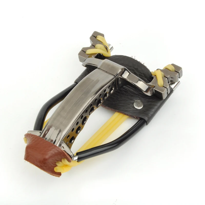 

Powerful Hunting Slingshot With Rubber Band Tubing PU Leather Catapult Professional Tactical Plastic Pocket Sling Shot Ball 2019