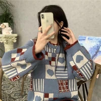 plush thick thick warm sweater autumn and winter new sweet and cute hit color wild love printing loose fashion trend top